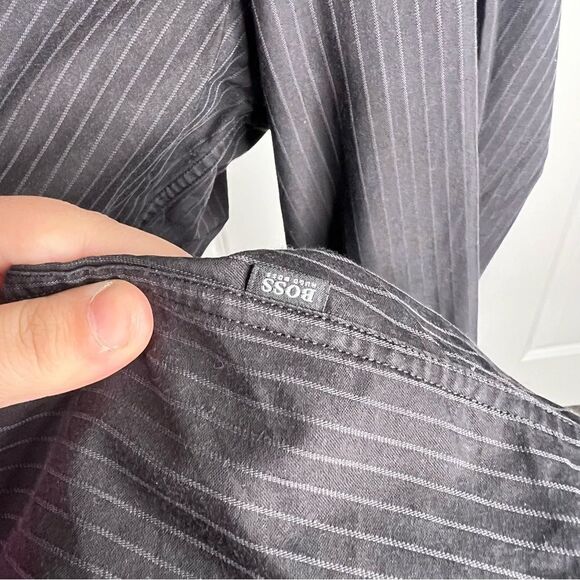 Sz 3X Boss Hugo Boss Black & Gray Striped Dress Shirt $179 MSRP - Picture 7 of 10